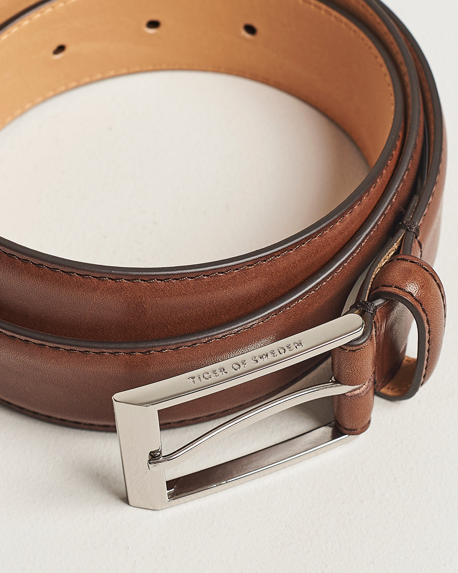Herre | Assesoarer | Tiger of Sweden | Helmi Leather 3,5 cm Belt Brown