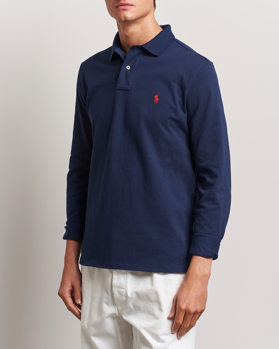 Herre | Langermet piké | Polo Ralph Lauren | Custom Slim Fit Long Sleeve Polo Newport Navy