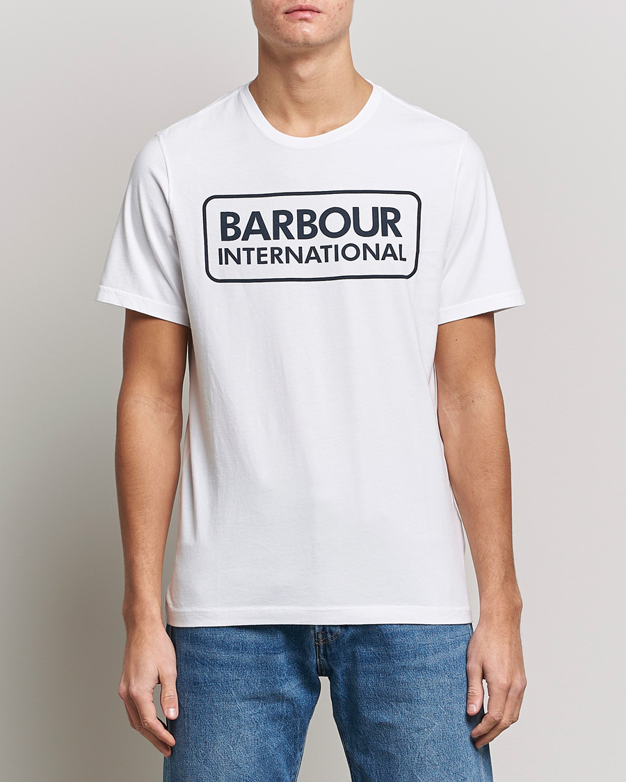 Herr | Barbour | Barbour International | Large Logo Crew Neck Tee White