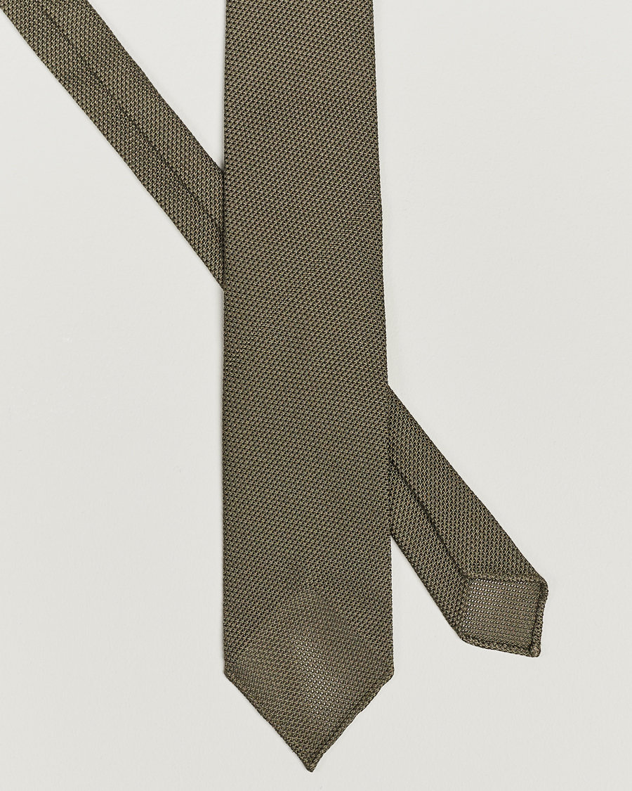 Herre |  | Drake\'s | Silk Grenadine Handrolled 8 cm Tie Khaki
