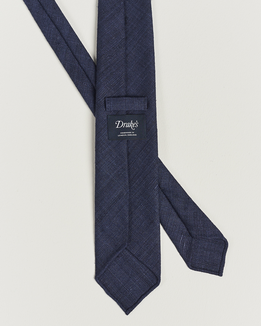 Herr | Drake's | Drake\'s | Tussah Silk Handrolled 8 cm Tie Navy
