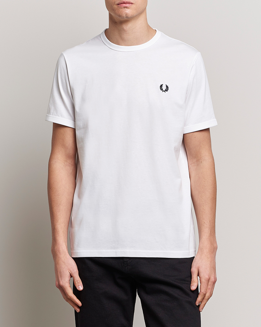 Herre | Kortermede t-shirts | Fred Perry | Ringer Crew Neck Tee White