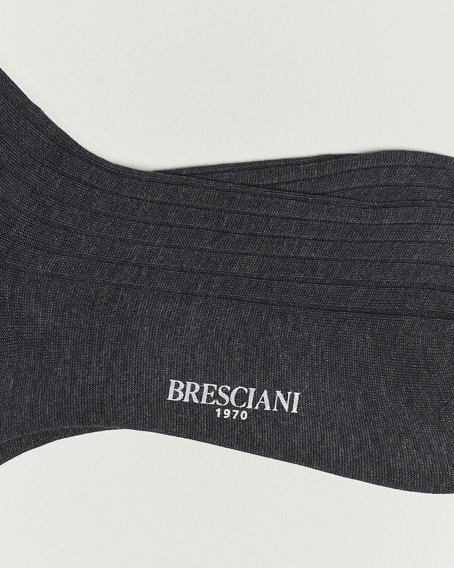 Herre | Vanlige sokker | Bresciani | Cotton Ribbed Short Socks Grey Melange