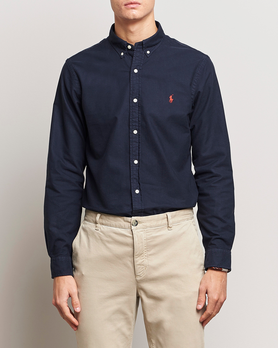 Herre | World of Ralph Lauren | Polo Ralph Lauren | Slim Fit Garment Dyed Oxford Shirt Navy