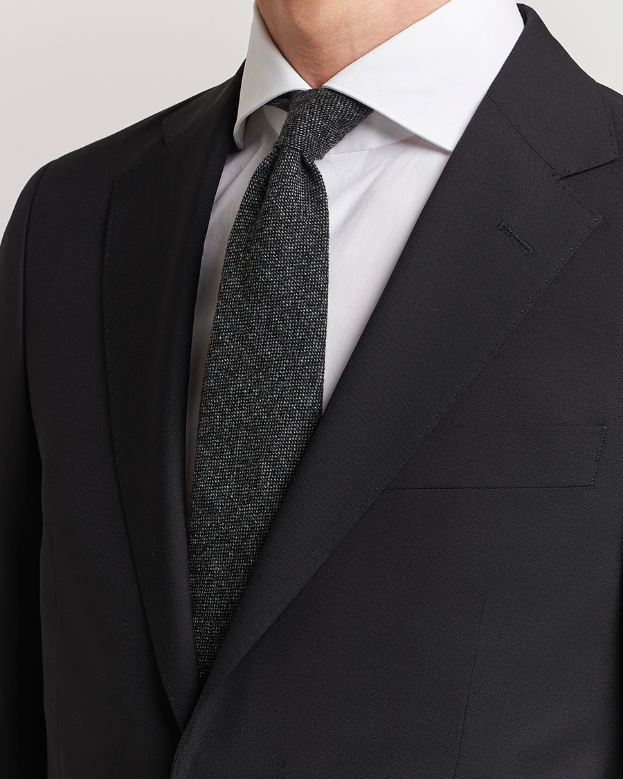Herr | Drake's | Drake\'s | Cashmere 8 cm Tie Grey/Black