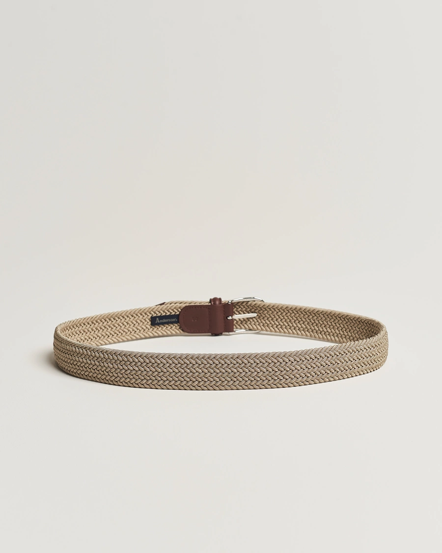 Herre | Anderson's | Anderson's | Stretch Woven 3,5 cm Belt Beige