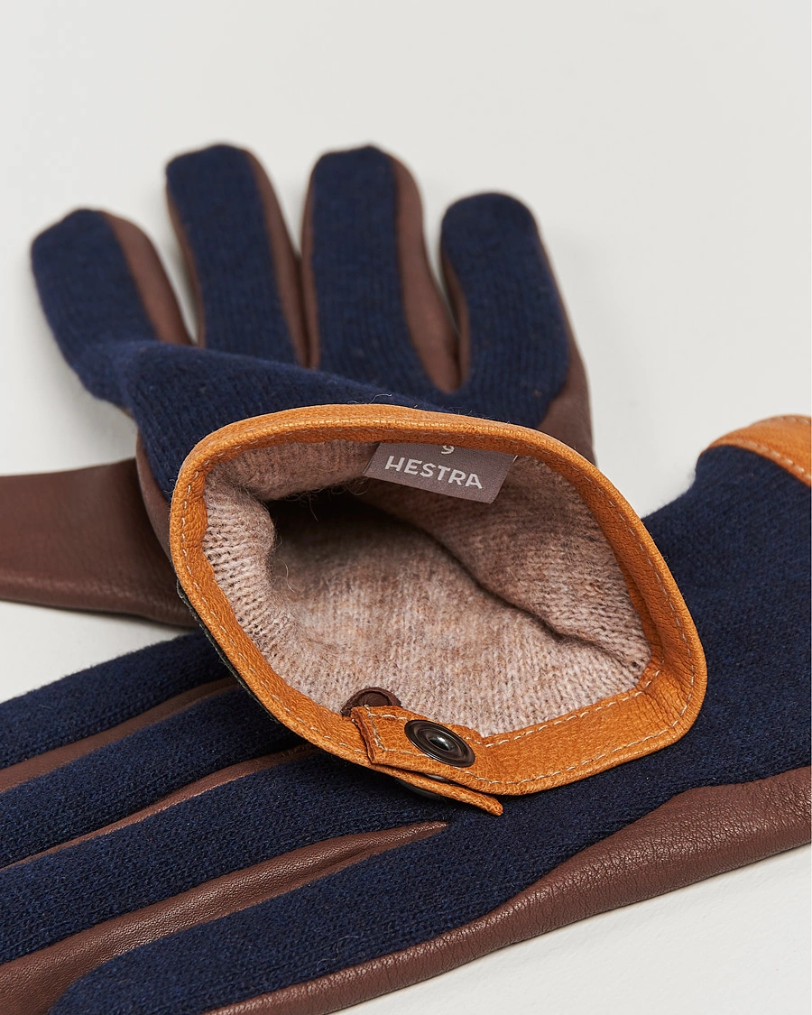 Herre | Hansker | Hestra | Deerskin Wool Tricot Glove Blue/Brown