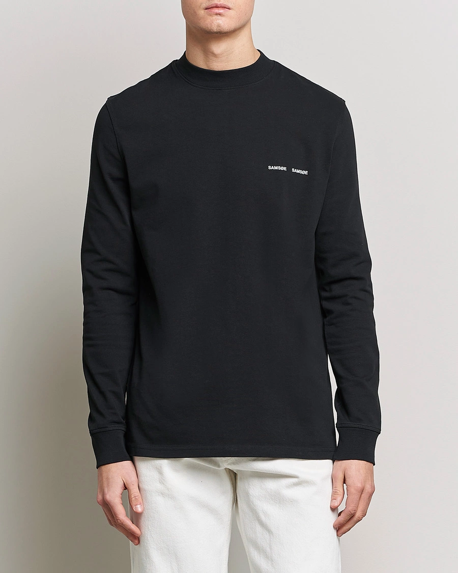 Herre | Svarte t-skjorter | Samsøe Samsøe | Norsbro Long Sleeve Organic Cotton Tee Black