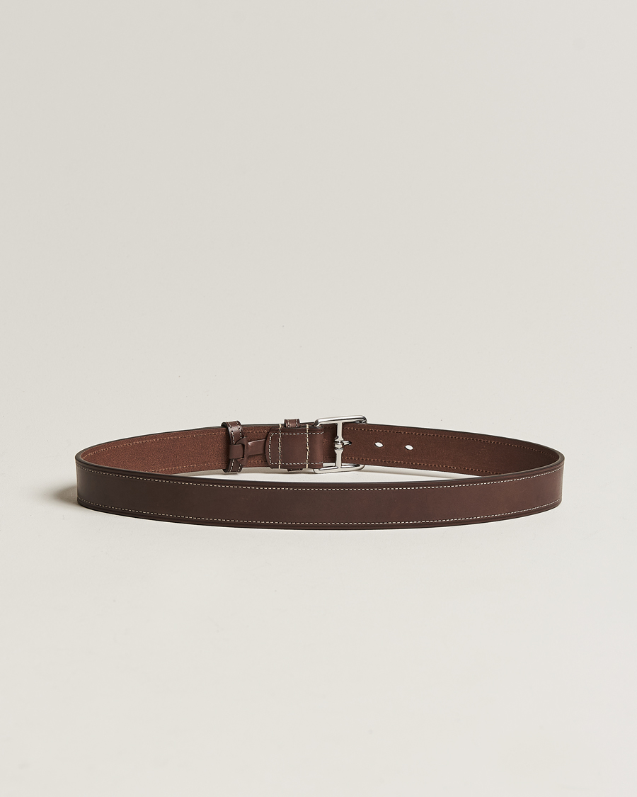 Herre | Bryllupsdress | Anderson's | Bridle Stiched 3,5 cm Leather Belt Brown