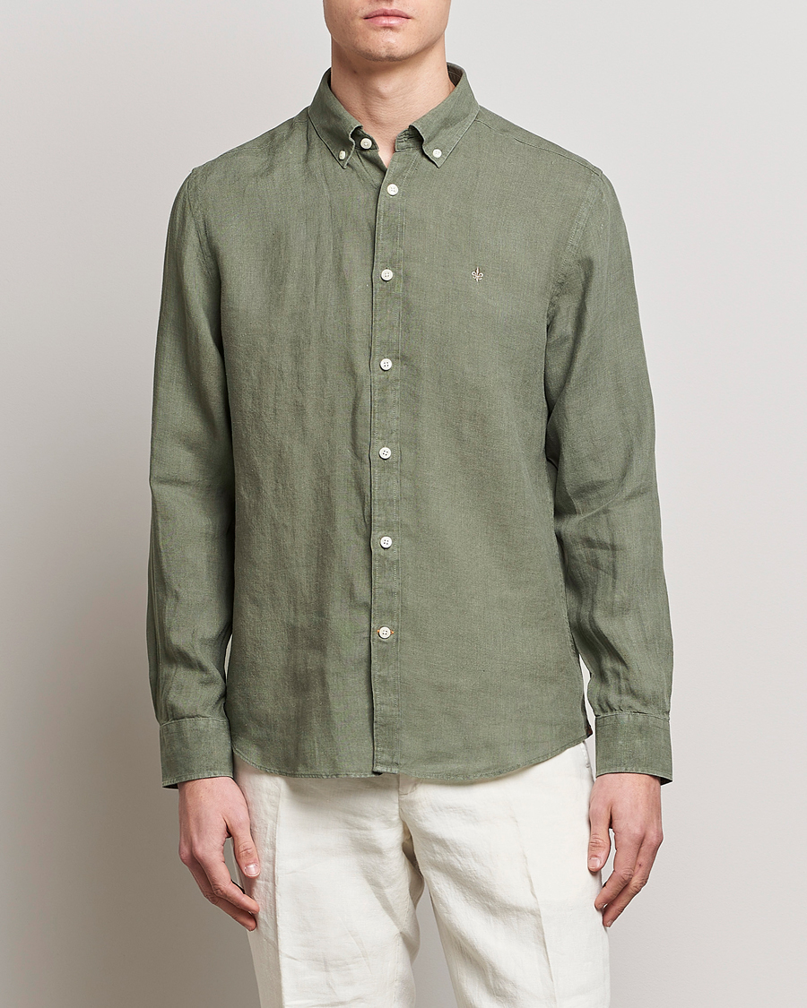 Herre | Casual | Morris | Douglas Linen Button Down Shirt Olive