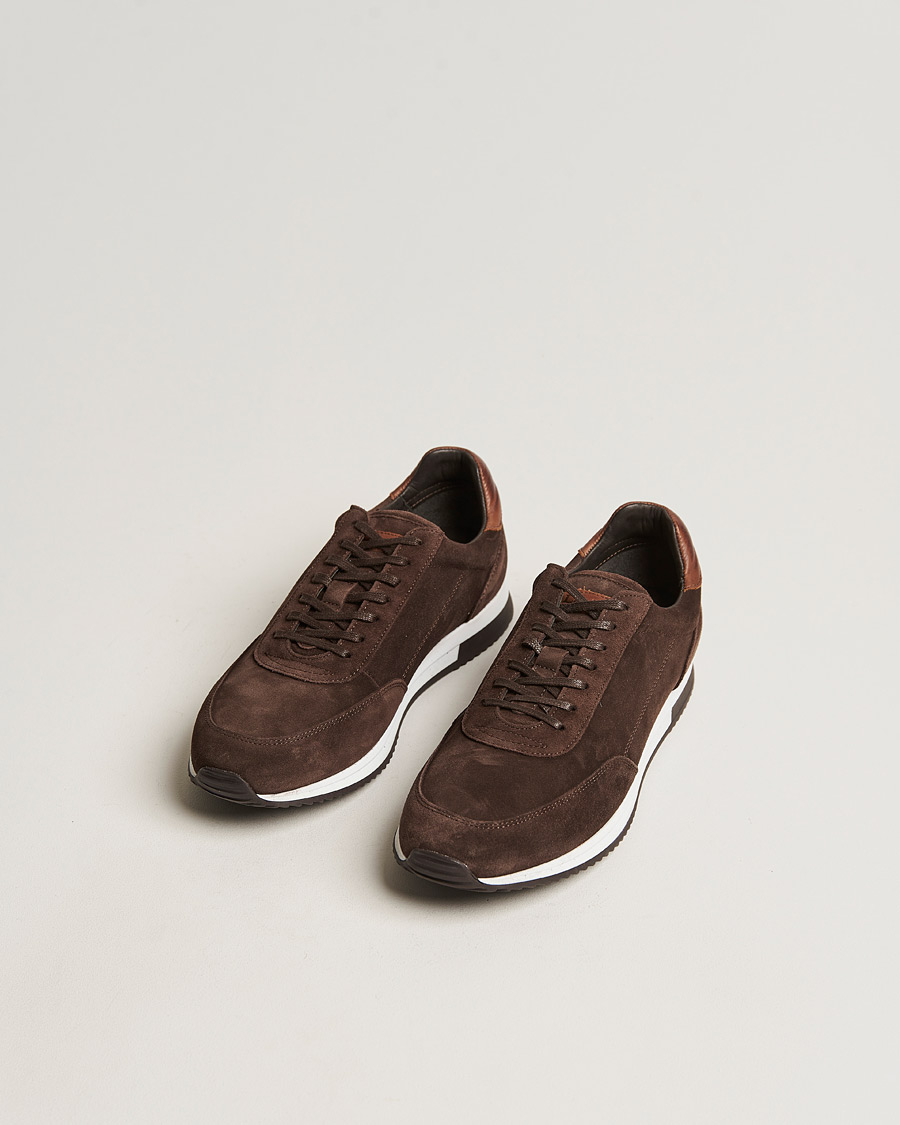 Herre | Sko | Design Loake | Loake 1880 Bannister Running Sneaker Dark Brown Suede