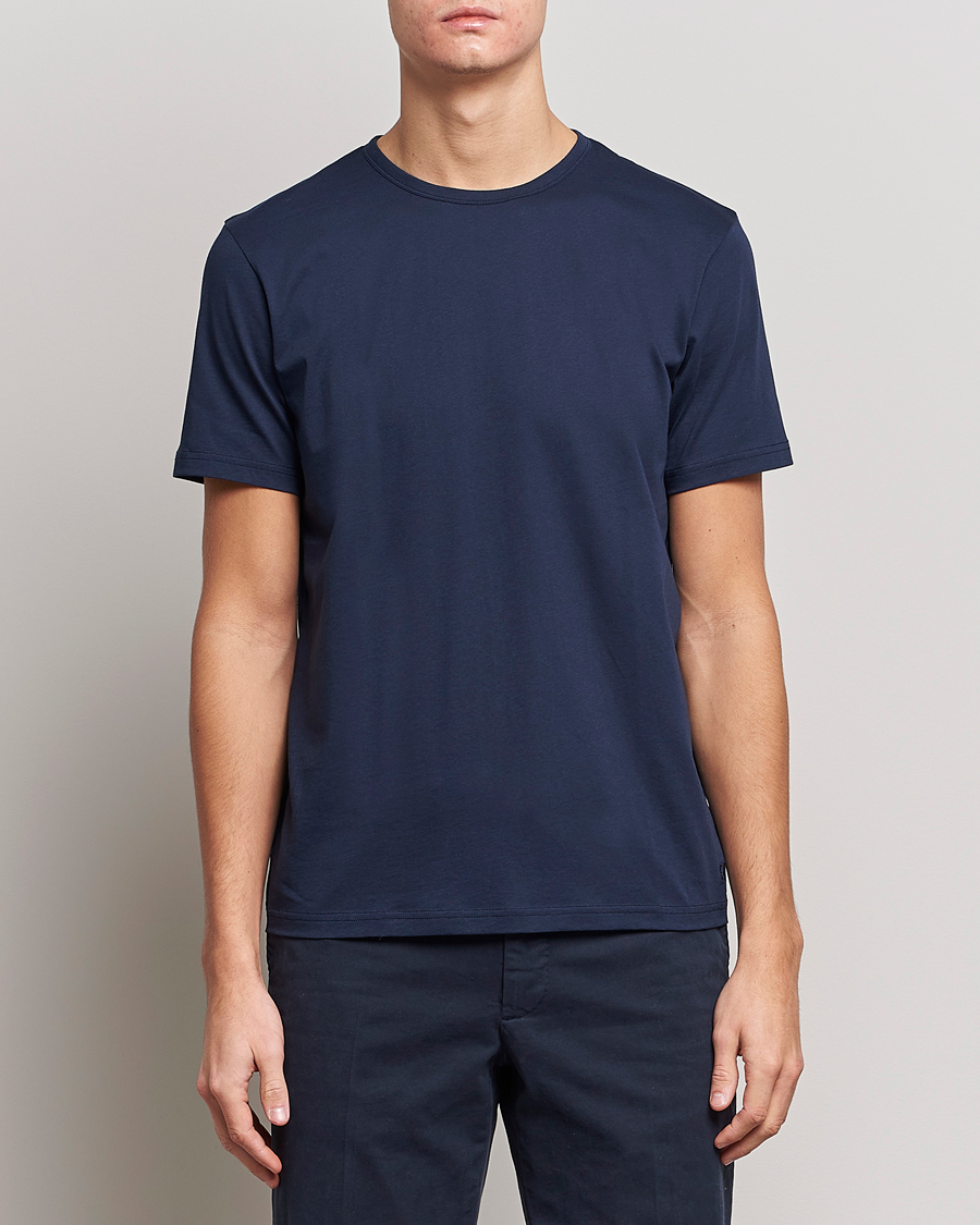 Herre | Klær | Stenströms | Solid Cotton T-Shirt Navy