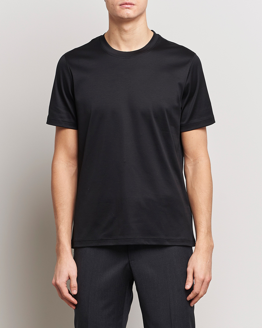 Herre | Klær | Eton | Filo Di Scozia Cotton T-Shirt Black