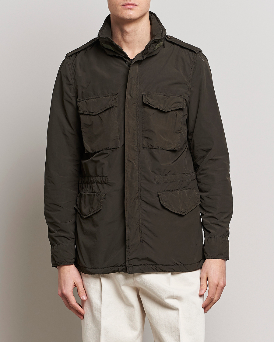 Herre | Formal Wear | Aspesi | Giubotto Garment Dyed Field Jacket Dark Military