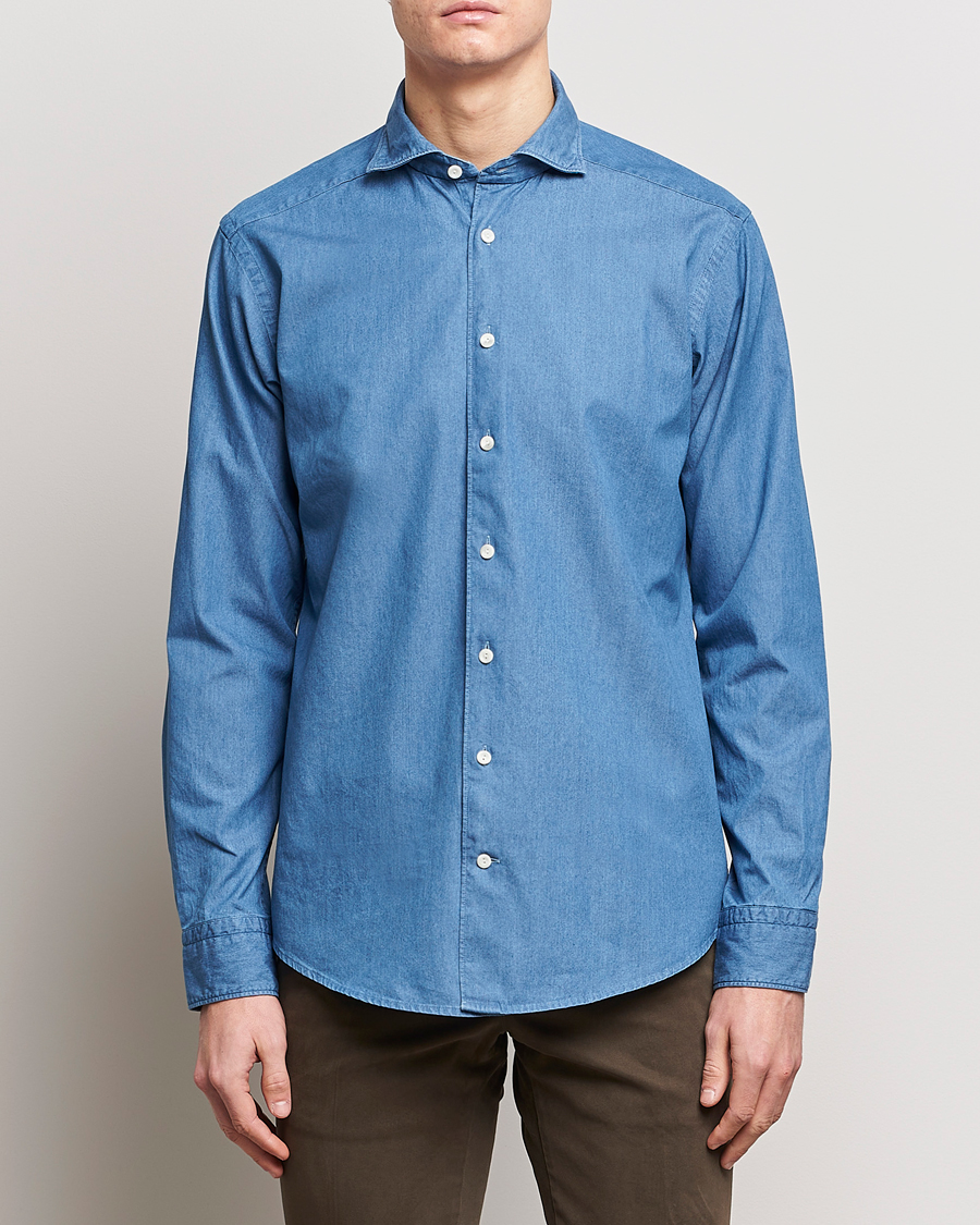 Herre | Klær | Eton | Lightweight Casual Fit Denim Shirt Blue