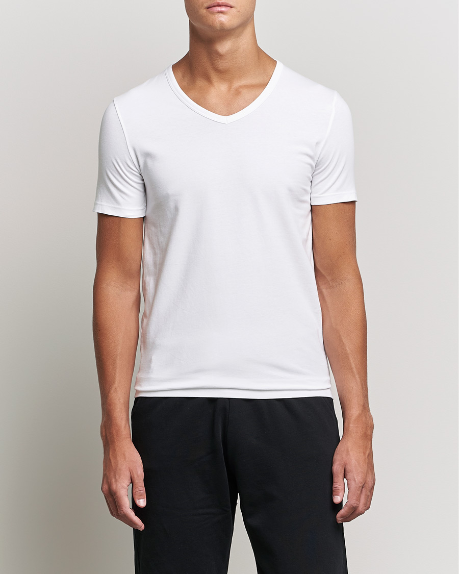 Herre | Flerpakning | BOSS BLACK | 2-Pack V-Neck Slim Fit T-Shirt White