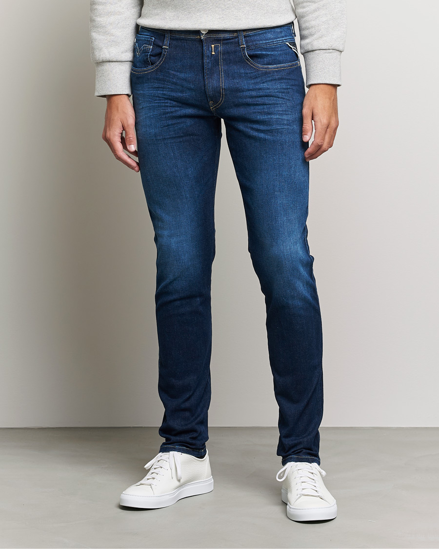 Herre | Slim fit | Replay | Anbass Hyperflex Recyceled 360 Jeans Dark Blue