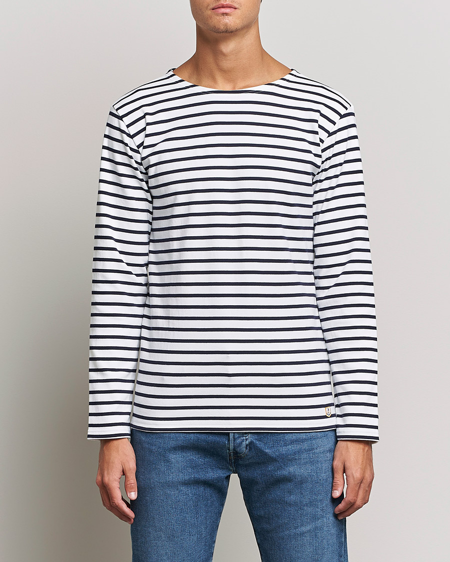 Herre | Langermede t-shirts | Armor-lux | Houat Héritage Stripe Long Sleeve T-Shirt White/Navy
