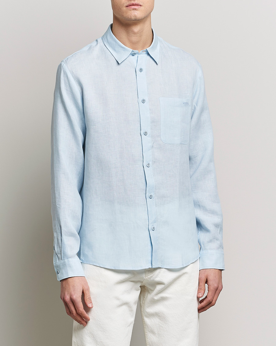 Herre | Linskjorter | A.P.C. | Cassel Linen Shirt Light Blue