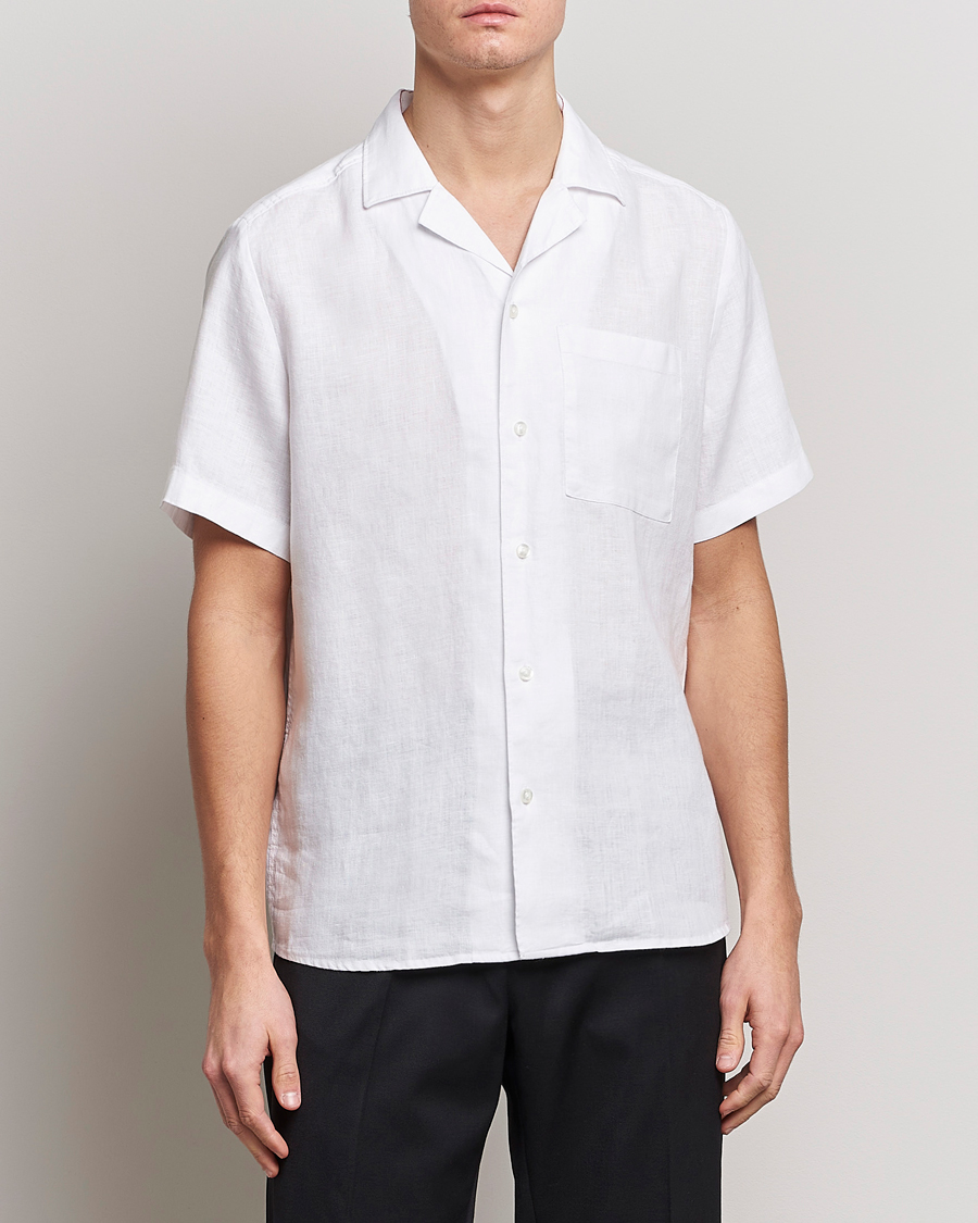 Herre | HUGO | HUGO | Ellino Short Sleeve Linen Shirt Open White