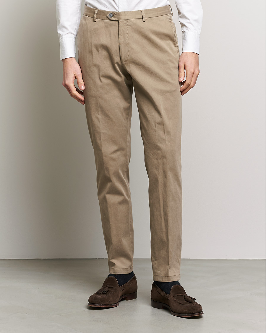 Herre | Klær | Oscar Jacobson | Denz Casual Cotton Trousers Beige