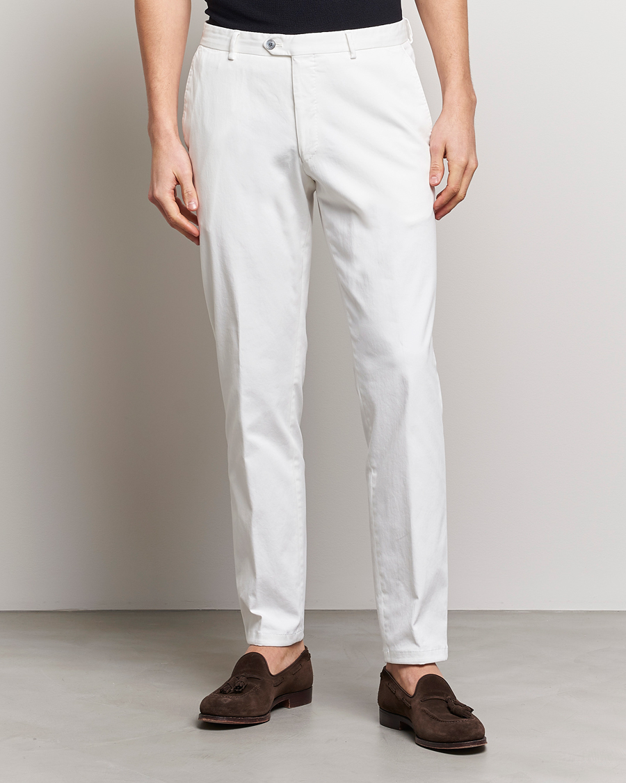 Herre | Klær | Oscar Jacobson | Denz Casual Cotton Trousers White