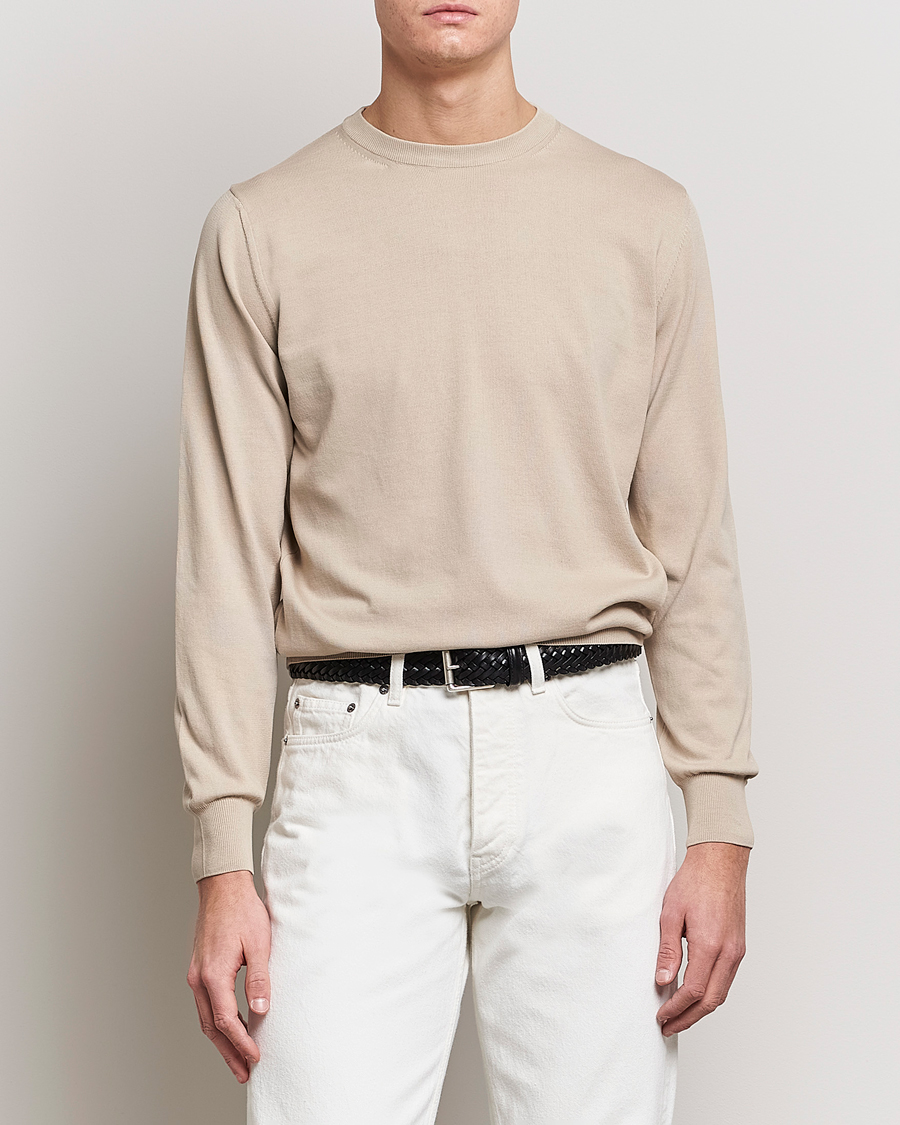 Herre | Pullovers rund hals | Canali | Cotton Crew Neck Pullover Beige