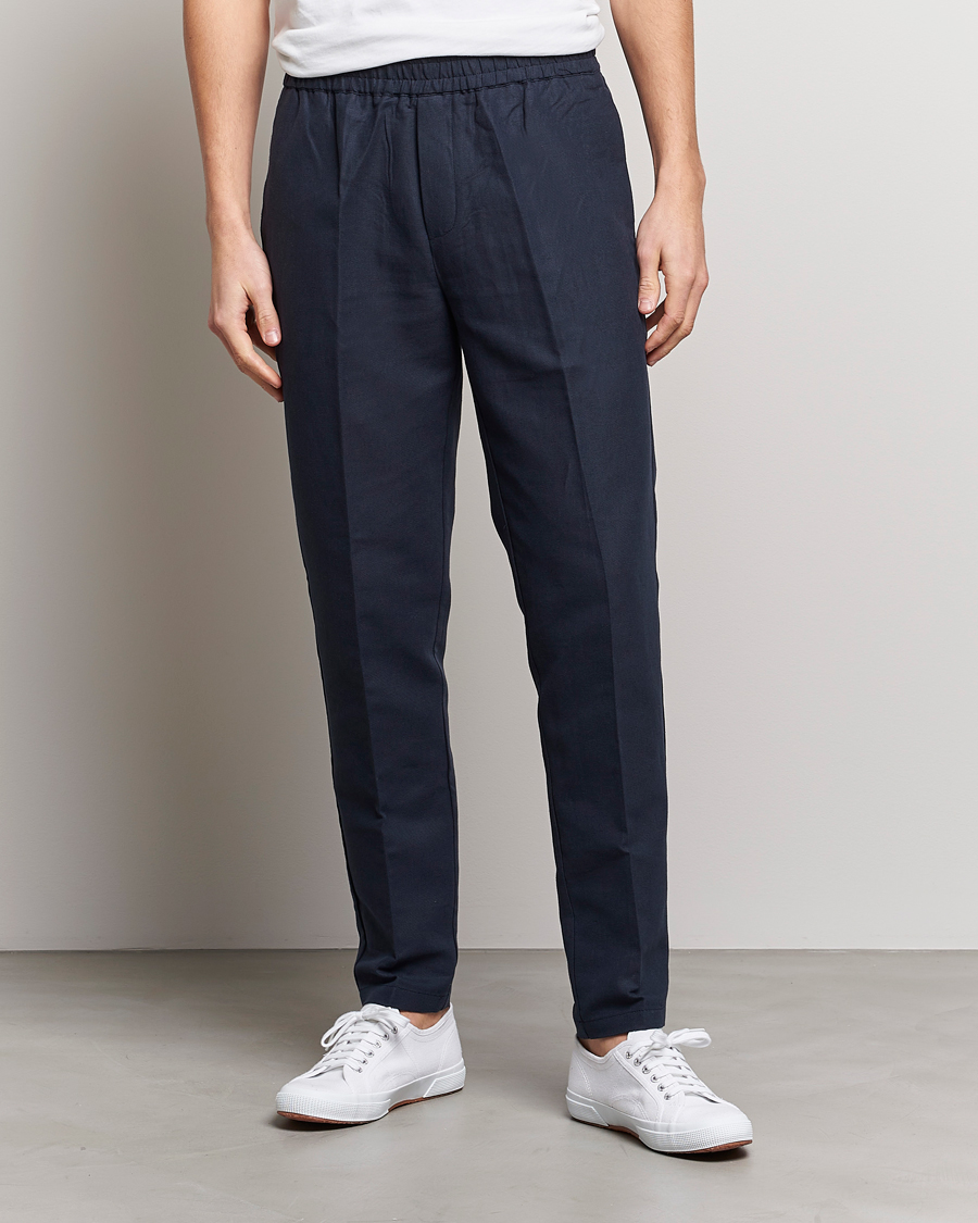 Herre | Samsøe Samsøe | Samsøe Samsøe | Smithy Linen/Cotton Drawstring Trousers Salute Navy