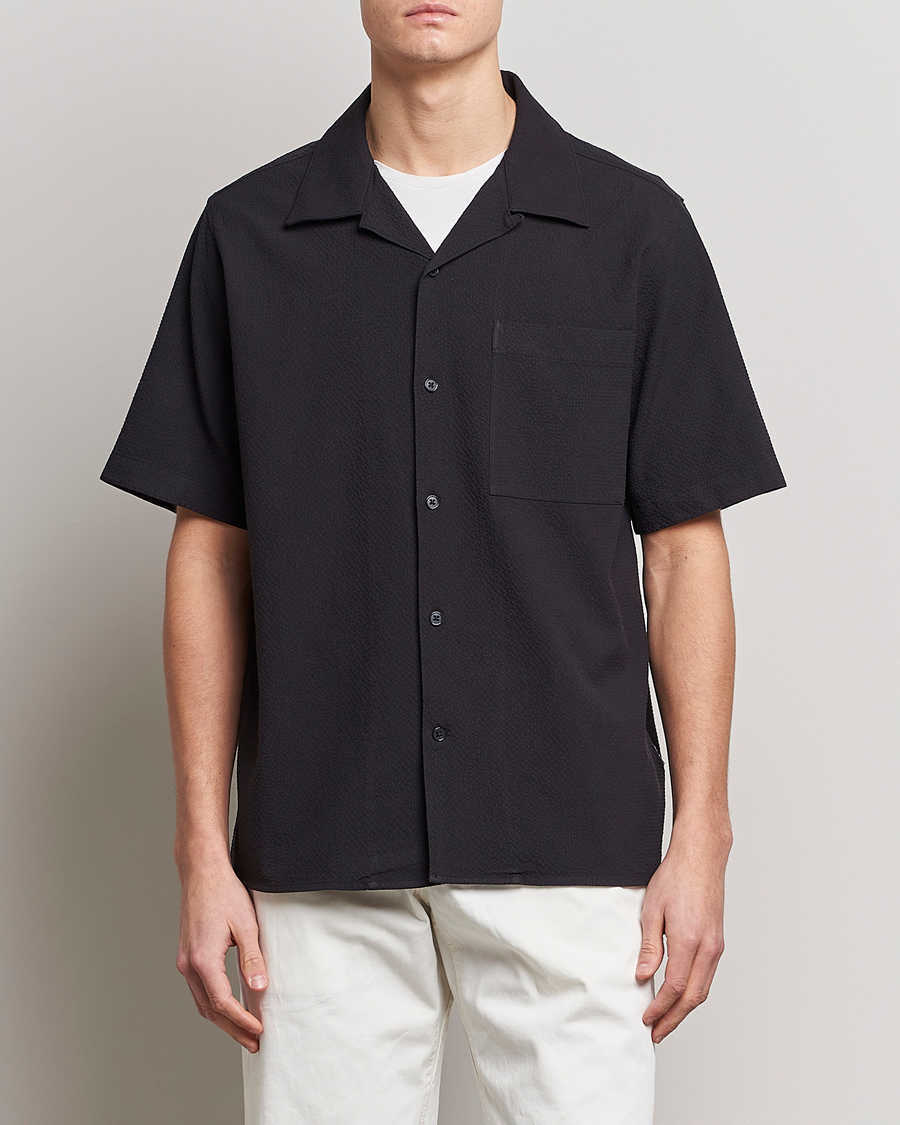 Herre | Kortermede skjorter | NN07 | Julio Seersucker Short Sleeve Shirt Black