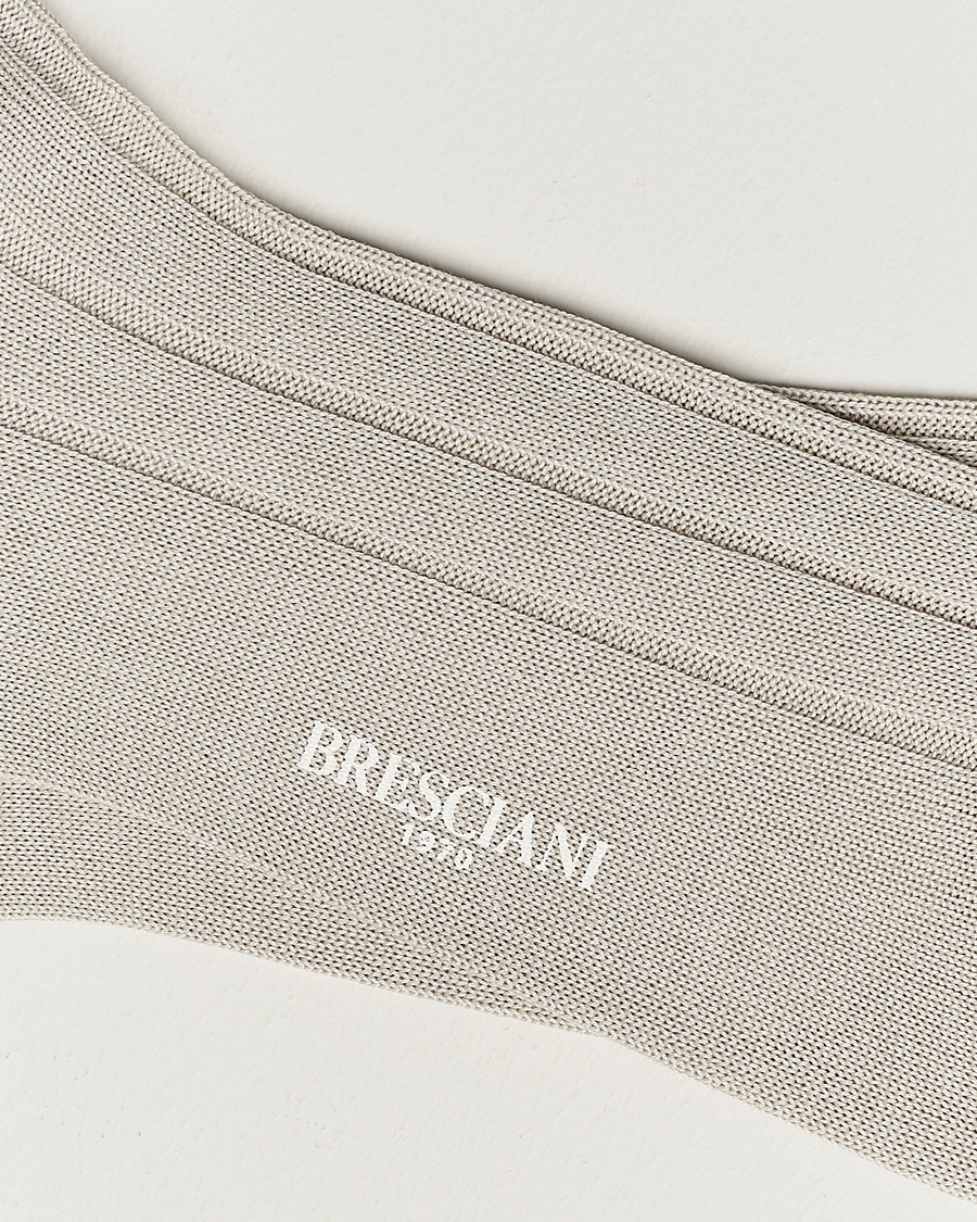Herre | Bresciani | Bresciani | Wide Ribbed Cotton Socks Off White