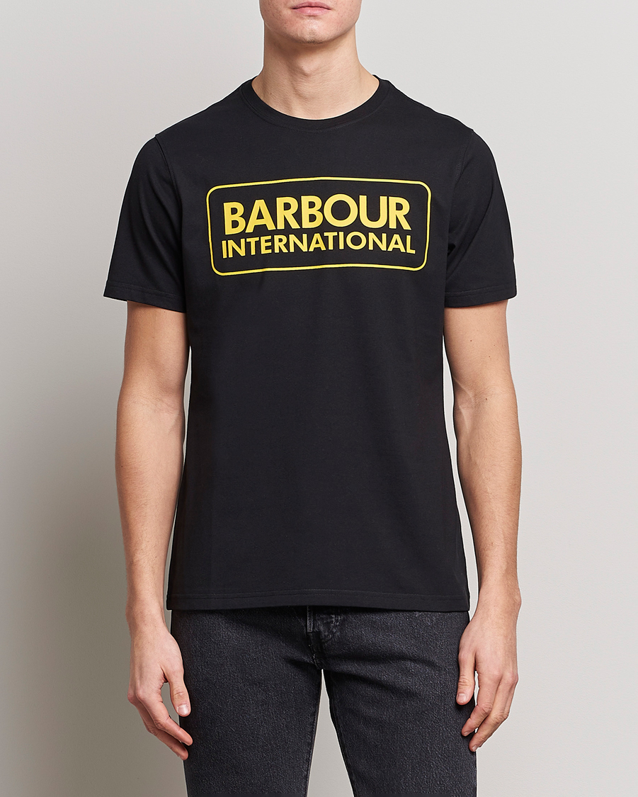 Herre | Svarte t-skjorter | Barbour International | Large Logo Crew Neck Tee Black