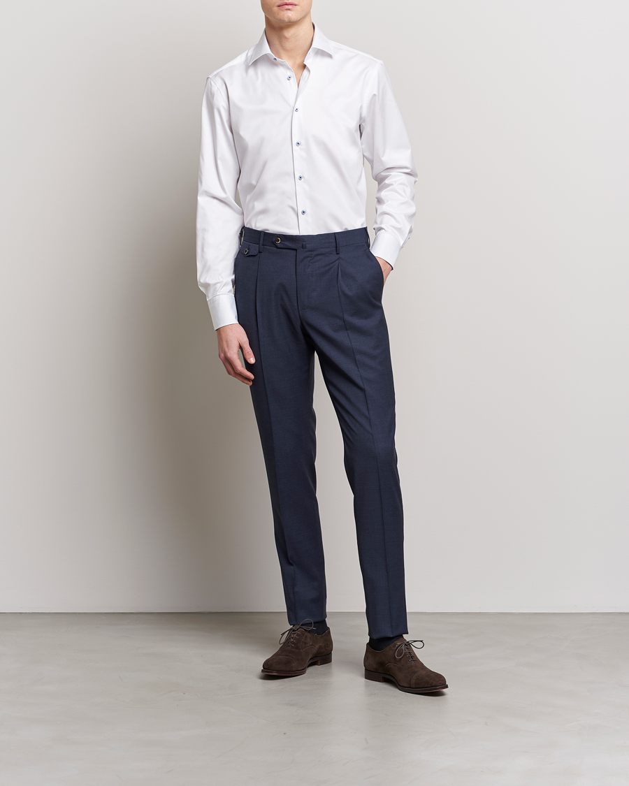 Herre | Klær | Stenströms | Fitted Body Contrast Cut Away Shirt White