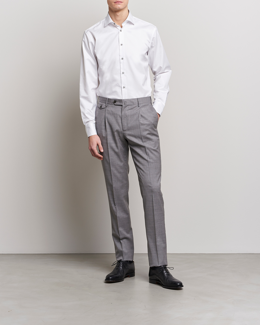 Herre | Klær | Stenströms | Fitted Body Contrast Cotton Twill Shirt White