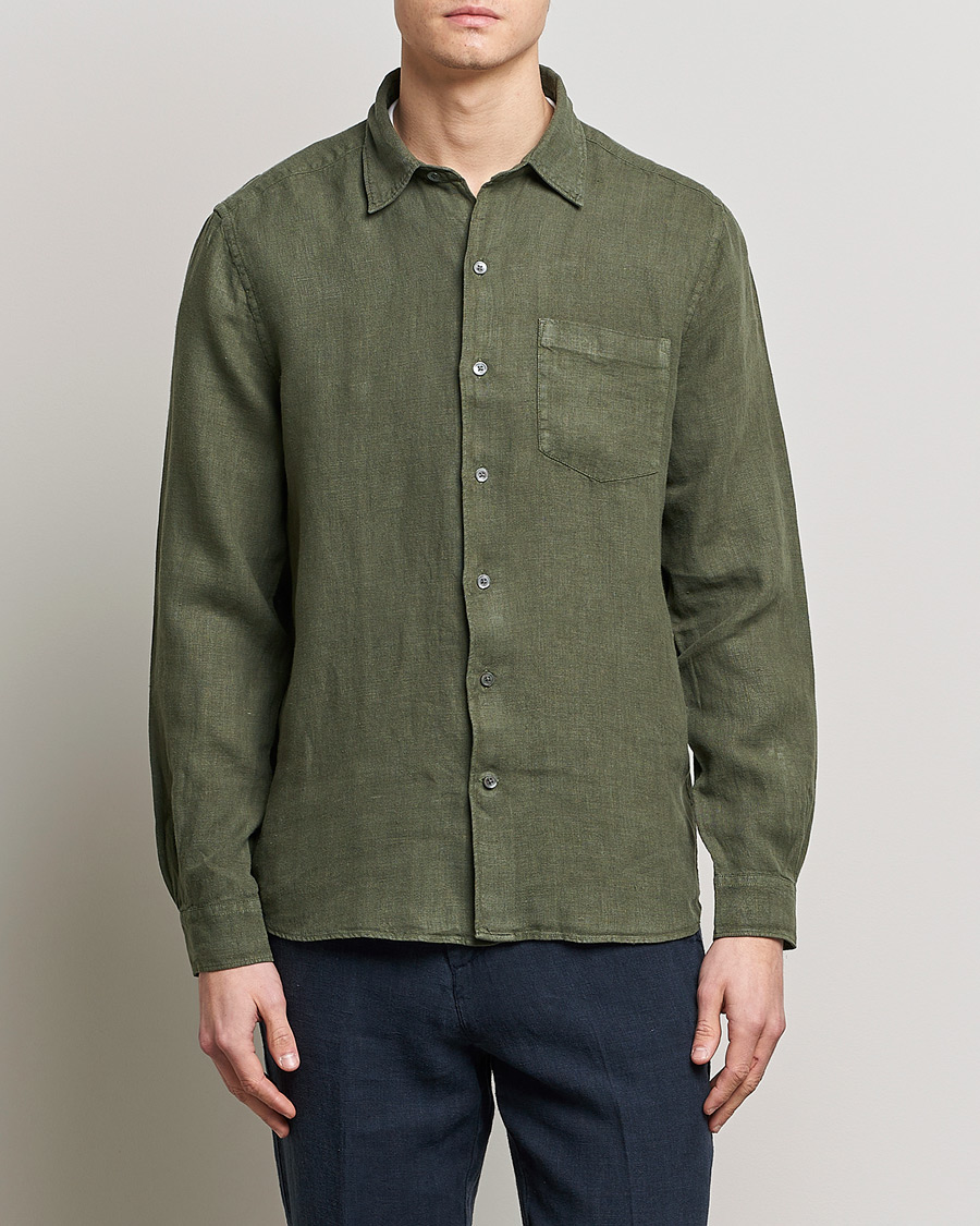 Herre | Casual | A Day\'s March | Abu Linen Shirt Seaweed