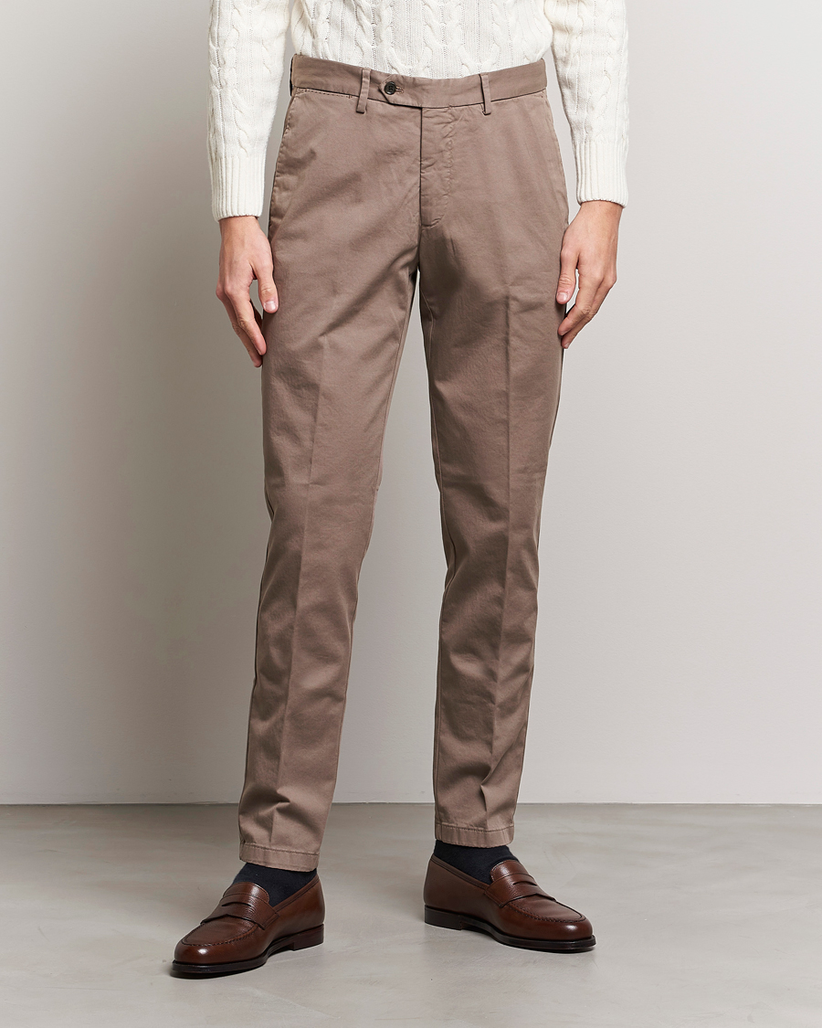 Herre | Klær | Oscar Jacobson | Danwick Cotton Trousers Light Brown