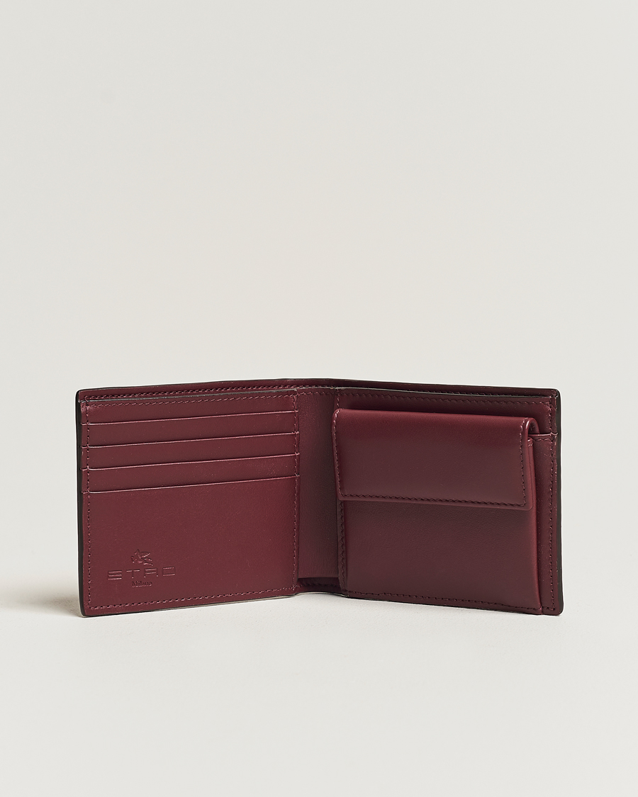 Herre |  | Etro | Paisley Leather Wallet Burgundy
