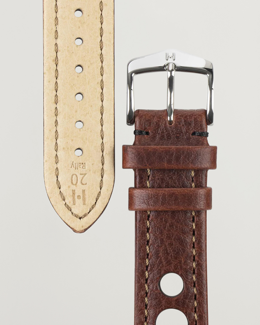 Herre |  | HIRSCH | Rally Natural Leather Racing Watch Strap Brown