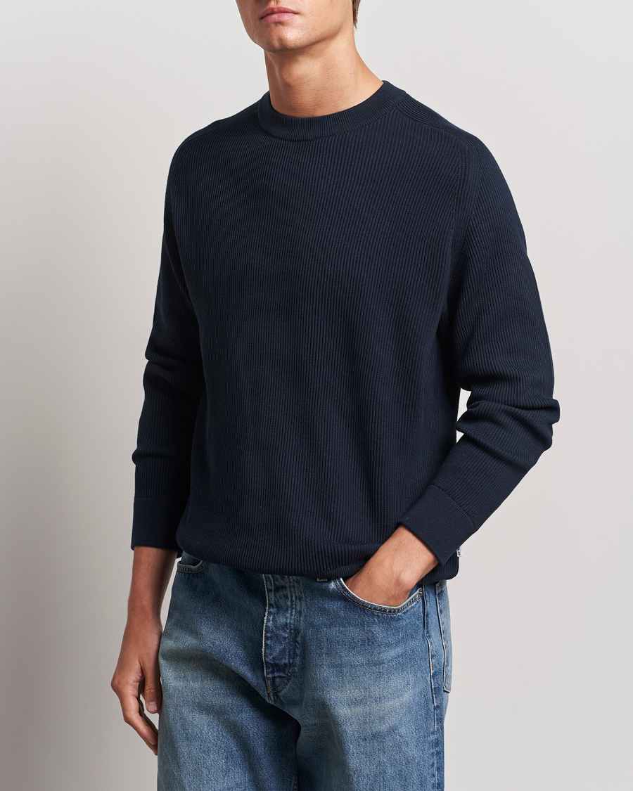 Herre |  | NN07 | Kevin Cotton Knitted Sweater Navy Blue