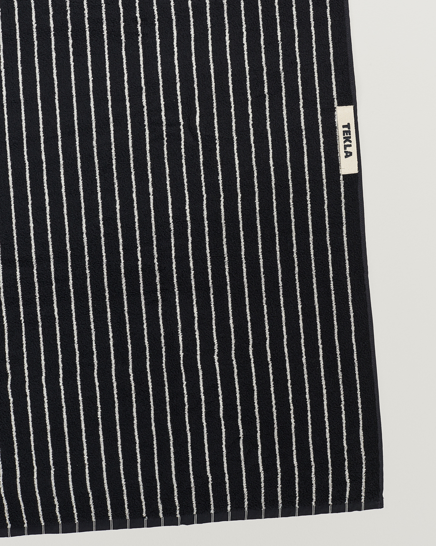 Herre | Håndklær | Tekla | Organic Terry Hand Towel Black Stripe