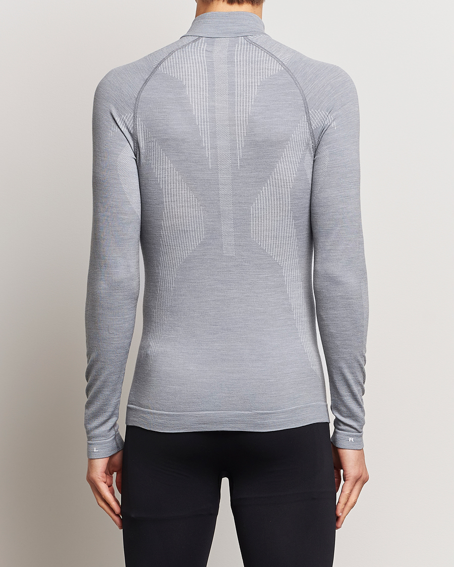 Herre | Gensere | Falke Sport | Falke Long Sleeve Wool Tech half Zip Shirt Grey Heather