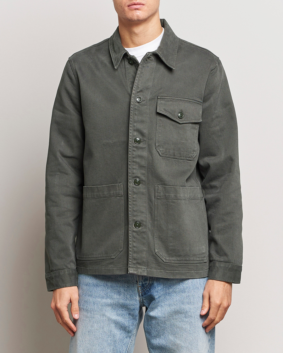 Herre | Casual | A Day\'s March | Patch Pocket Sturdy Twill Overshirt Olive