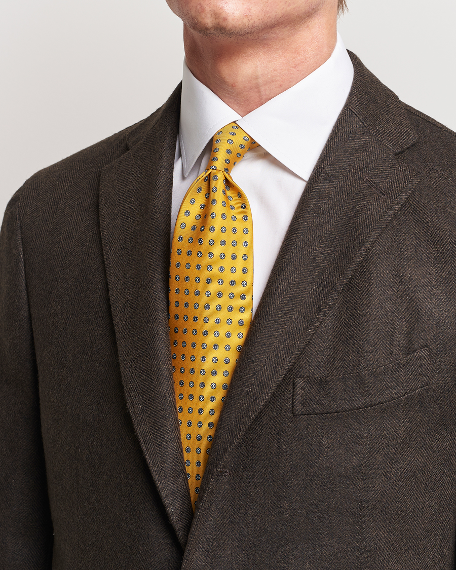 Herre | Formal Wear | E. Marinella | 3-Fold Printed Silk Tie Yellow