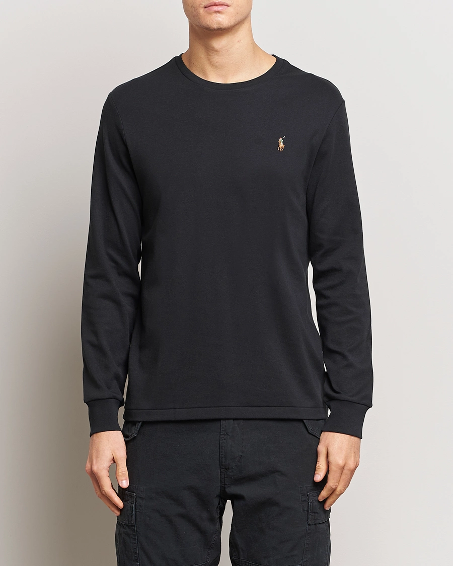 Herre | Svarte t-skjorter | Polo Ralph Lauren | Luxury Pima Cotton Long Sleeve T-Shirt Black