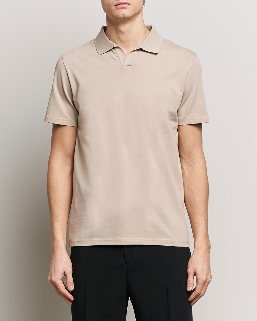 Herre | Pikéer | Filippa K | Soft Lycra Polo T-Shirt Light Taupe