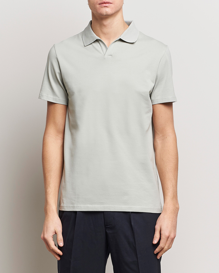 Herre | Pikéer | Filippa K | Soft Lycra Polo T-Shirt Green Grey