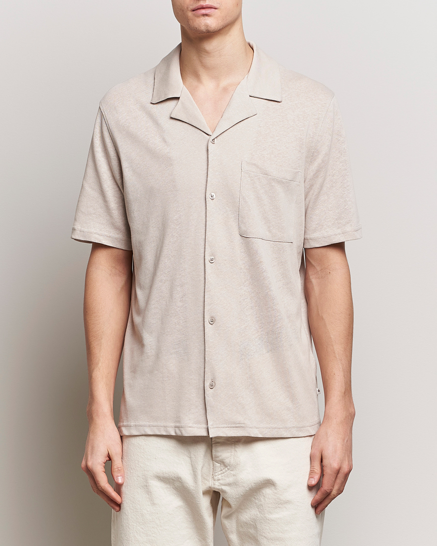 Herre | Casual | Samsøe Samsøe | Samartin Cotton/Linen Short Sleeve Shirt Moonstruck