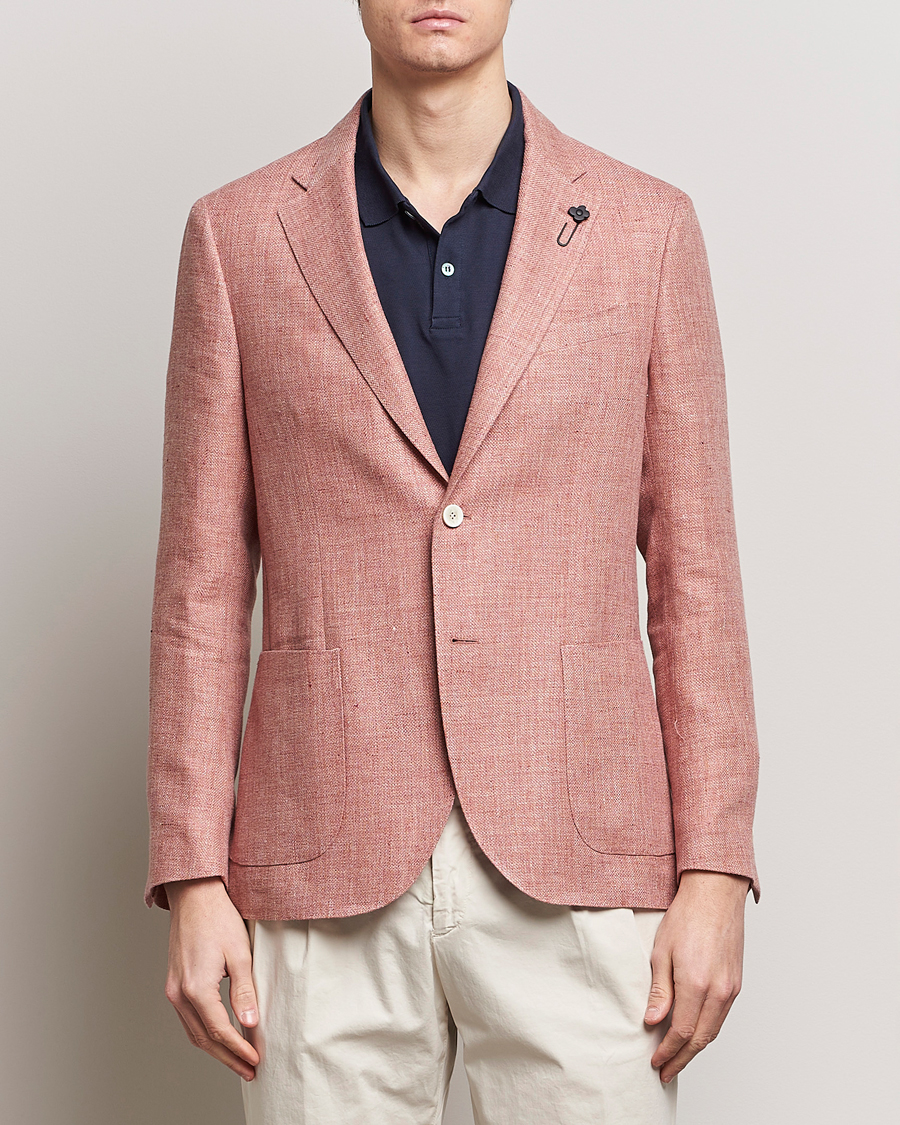 Herre | Dressjakker | Lardini | Wool/Linen Patch Pocket Blazer Soft Red