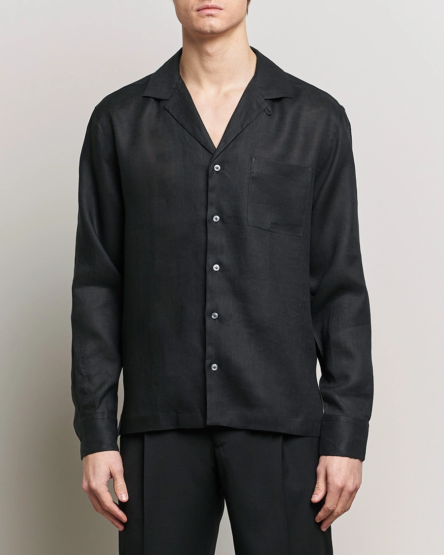 Herre | Lardini | Lardini | Klop Linen Shirt Black