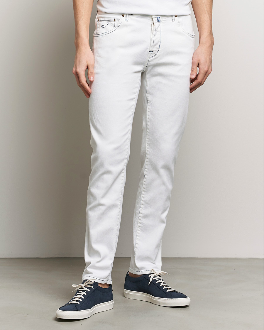 Herre | Hvite jeans | Jacob Cohën | Scott Portofino Slim Fit Stretch Jeans White