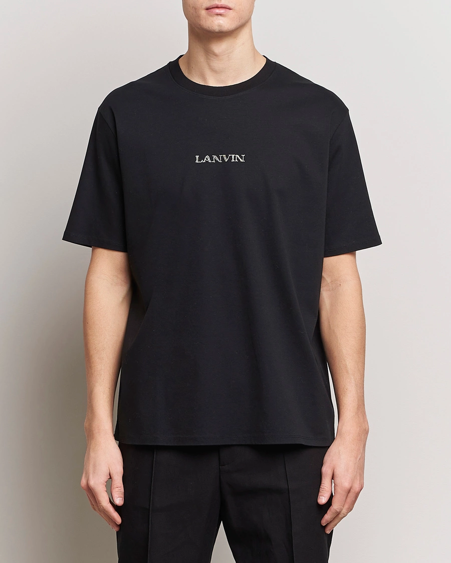 Herre | T-Shirts | Lanvin | Embroidered Logo T-Shirt Black